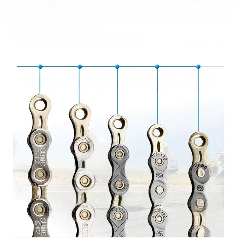 AliExpress Sumc SUMC bicycle chain half hollow ultralight 8 9 10 11 12 speed for MTB Road Folding bike gray gold chains with missinglink 251g