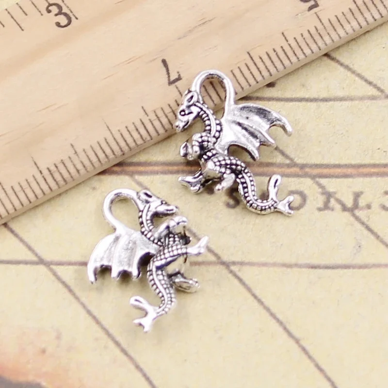 20 sztuk Charms smok 21x14mm tybetański brąz srebrny kolor wisiorki antyczny tworzenia biżuterii DIY Handmade Craft — zdjęcie 2