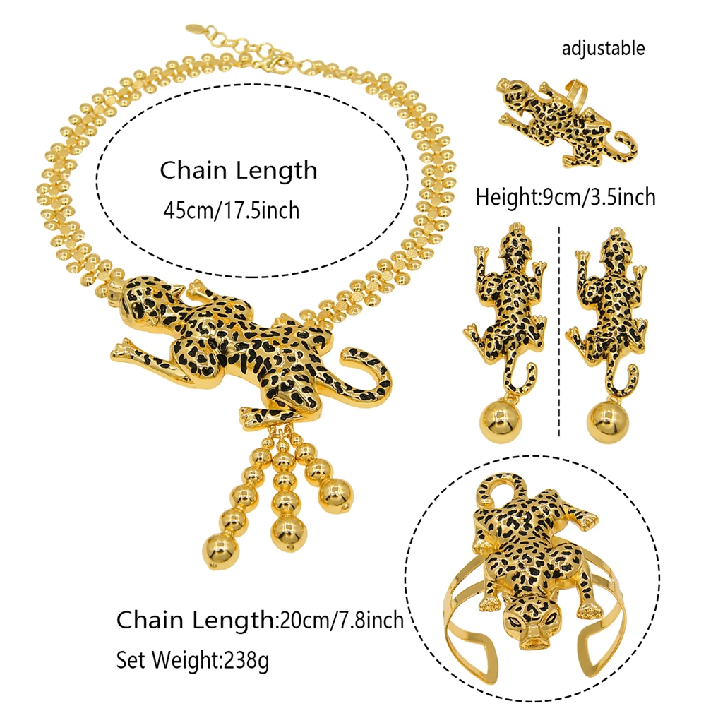 Fashion Women's Jewelry Set Leopard Necklace Animal Pendant Bracelet Bracelet Earrings Gifts for Women SYHOL