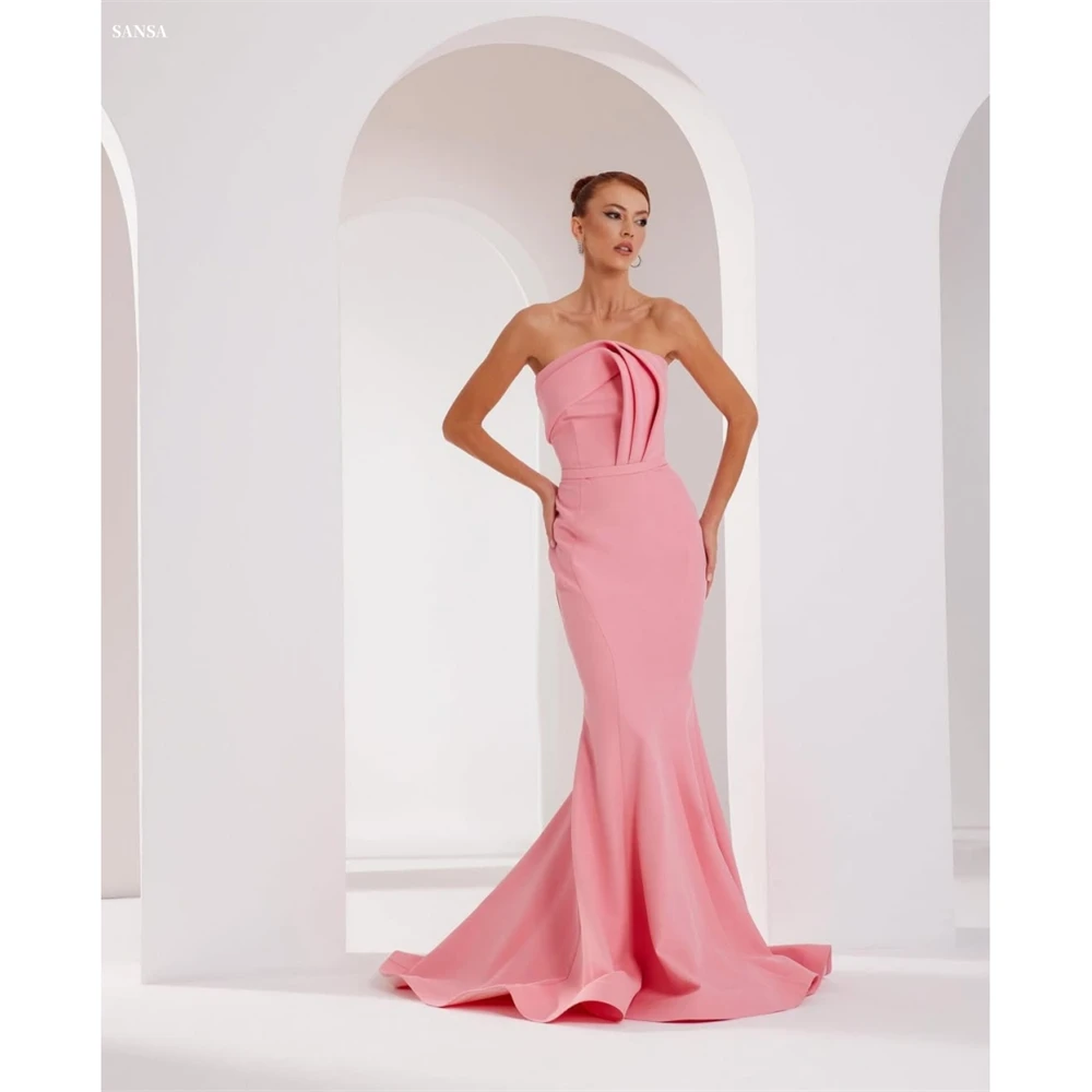 

Sansa Индивидуальные розовые платья русалки, простые каскадные платья для выпускного вечера с рюшами, без рукавов, Vestidos De Noche, длиной до пола, торжественный вечер 2025