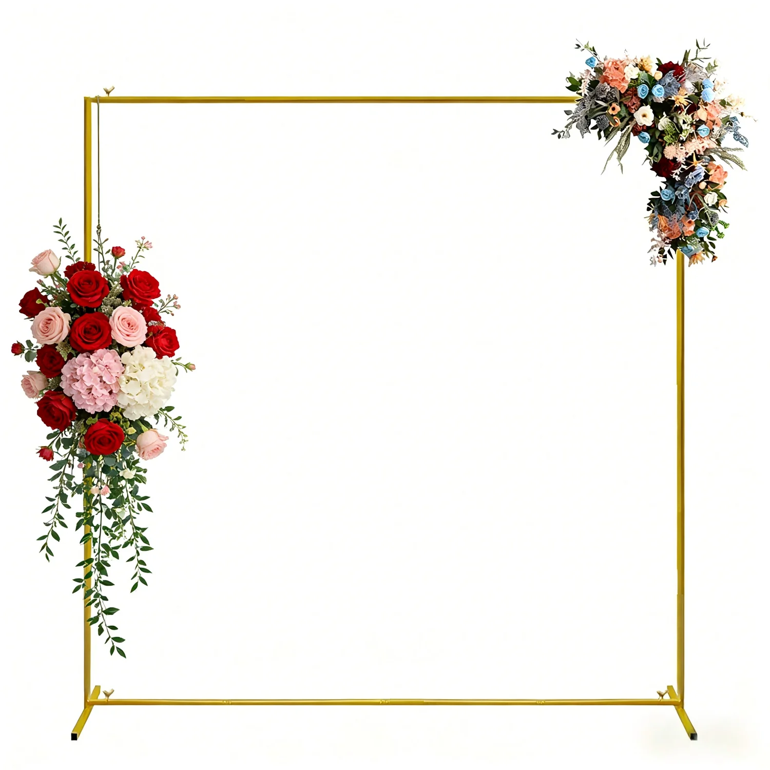 Arco de Boda Cuadrado Desmontable, Soporte de Fondo Dorado, Marco de Metal, Decoración para Fiestas en Interiores y Exteriores, Fondo para Cabina de Fotos de Cumpleaños y Bodas