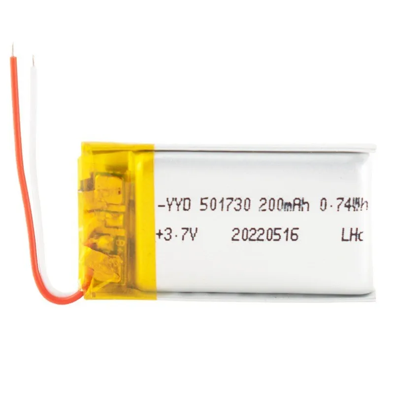 Strongly priced polymer lithium battery 501730-200mAh Bluetooth earphone beauty hydration device rechargeable battery