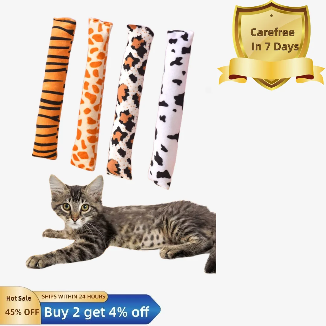 

Cat Pillow Built-in Sound Paper Deer/Tiger/Leopard/Cow Pattern Bite Resistant Teeth Cleaning Relieve Boredom Emotional Comfort S