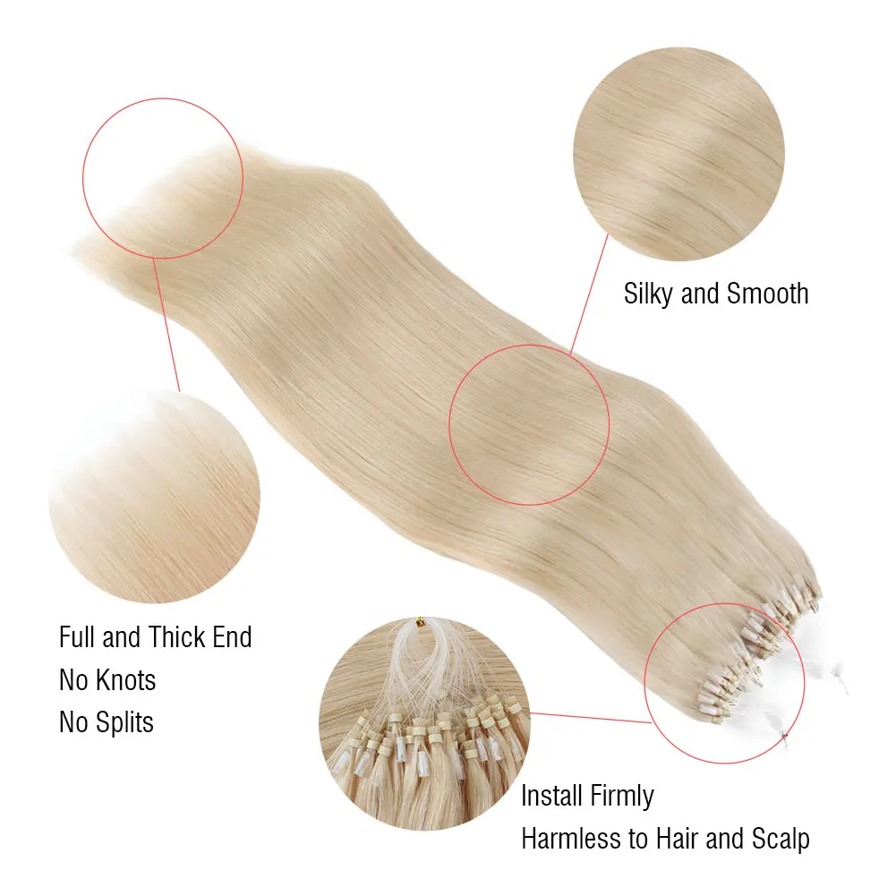 Sixstarhair 50 прядей Micro Link Наращивание волос 50 г 14/16/18/22/24 дюйма Remy Человеческие волосы Micro Loop Наращивание человеческих волос для женщин