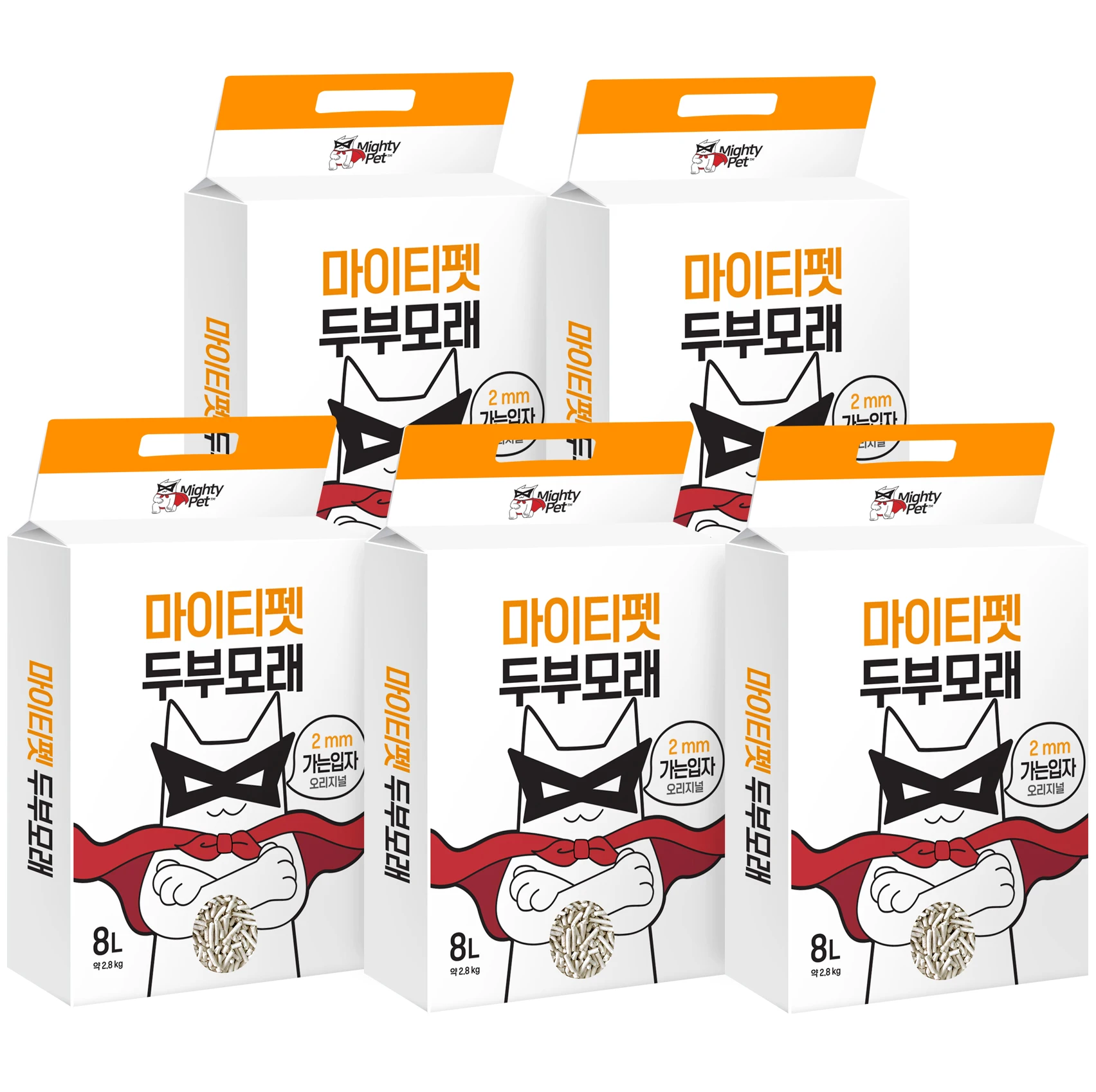 [مُعاد تخزينها] مايتي بيت سعة كبيرة لفضلات التوفو والقطط خالية من الغبار رمل القطط 7 لتر × 5 عبوات مجموعة 12.5 كجم تغليف مضغوط