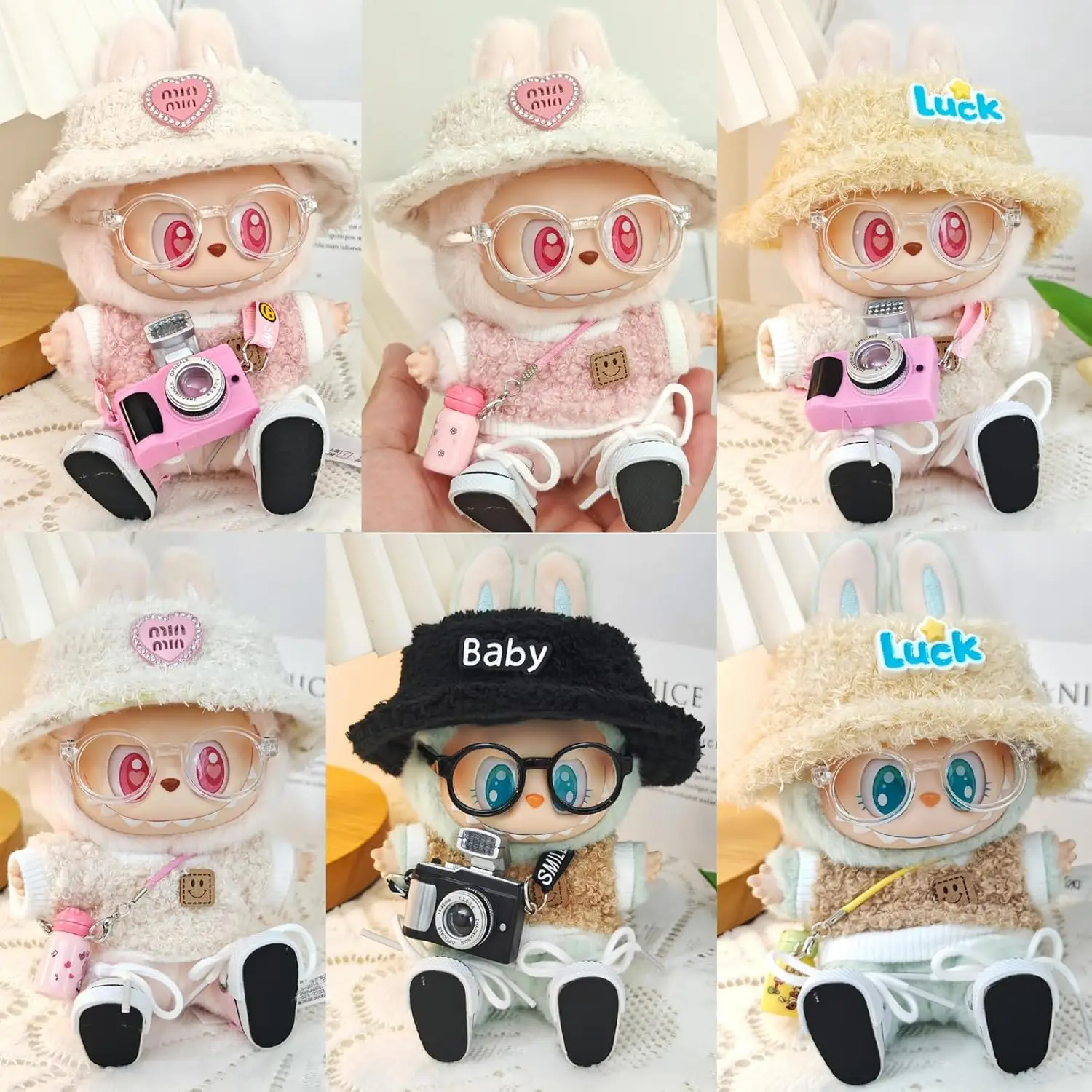 Clothes for Labubu(NO Doll), Hat & Overalls Set for 17cm Labubu Accessories Suit, Cute Clothes for Labubu Dress up Unique Style image 5