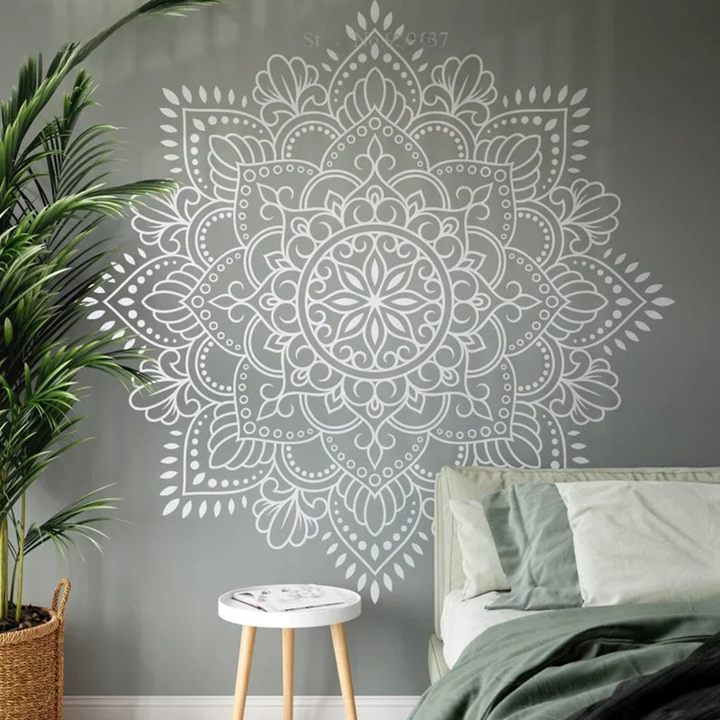 Mandala Winylowa Naklejka Ścienna Medytacja Joga Studio Dekoracja Duży Kwiat Mandala Sypialnia Salon Dekoracja Tapeta BA699-1 — zdjęcie 2