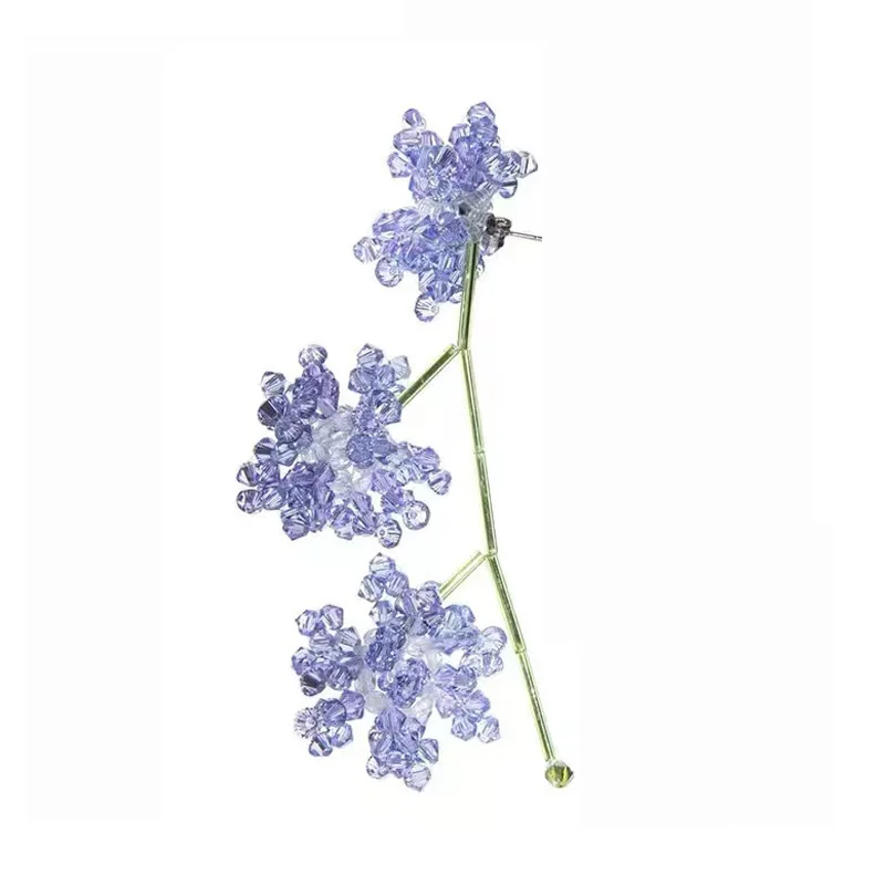 HangZhi 2022 New Lovely Purple Crystal Flowers Earrings  Fashion Charm Creative Earrings for Women Girls Jewelry Accessories