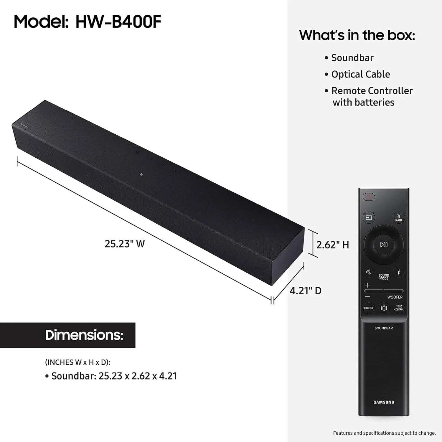 Samsung Soundbar 2.0CH B-Series مع مضخم صوت - أسود #2
