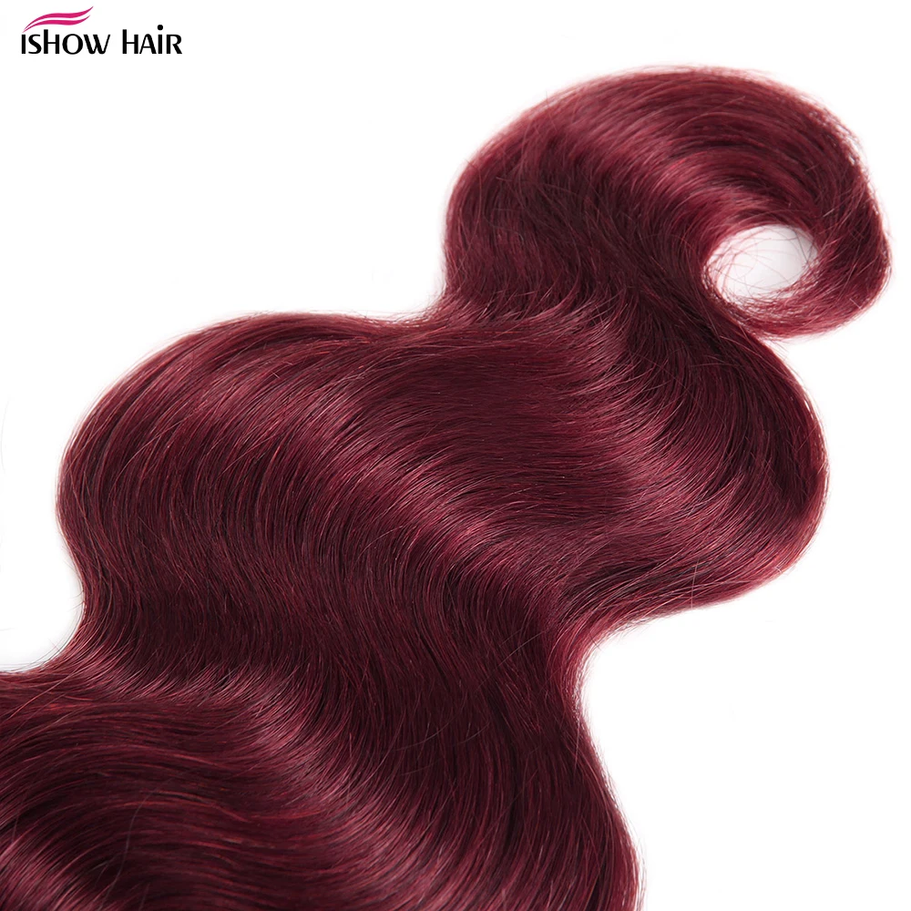 Extensões de cabelo brasileiro para mulheres, Borgonha 99J Body Wave Bundles, Cabelo humano de cor vermelha, 1 pacote, 3 pacote, 4 ofertas do pacote