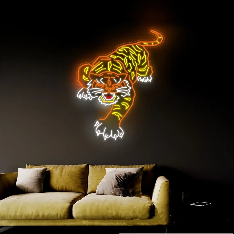 Tijger Neon Sign Custom Neon Sign Anime Sign Dieren Sign Bar Sign Slaapkamer Home Wall Decor Led Light Gepersonaliseerde Verjaardagscadeau