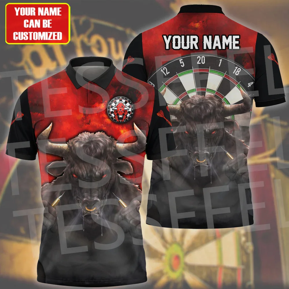 Nome personalizado Dardos Jogador Esportes Cerveja Jogo Retro Jersey, Verão Casual Harajuku Camisas Polo, mangas curtas Streetwear, 3DPrint, XN22