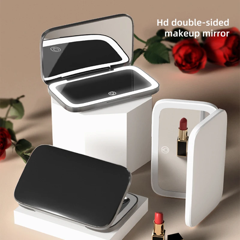 

LED makeup mirror, magnetically controlled folding luminous mirror, 5 times magnification makeup mirror, portable beauty mirror
