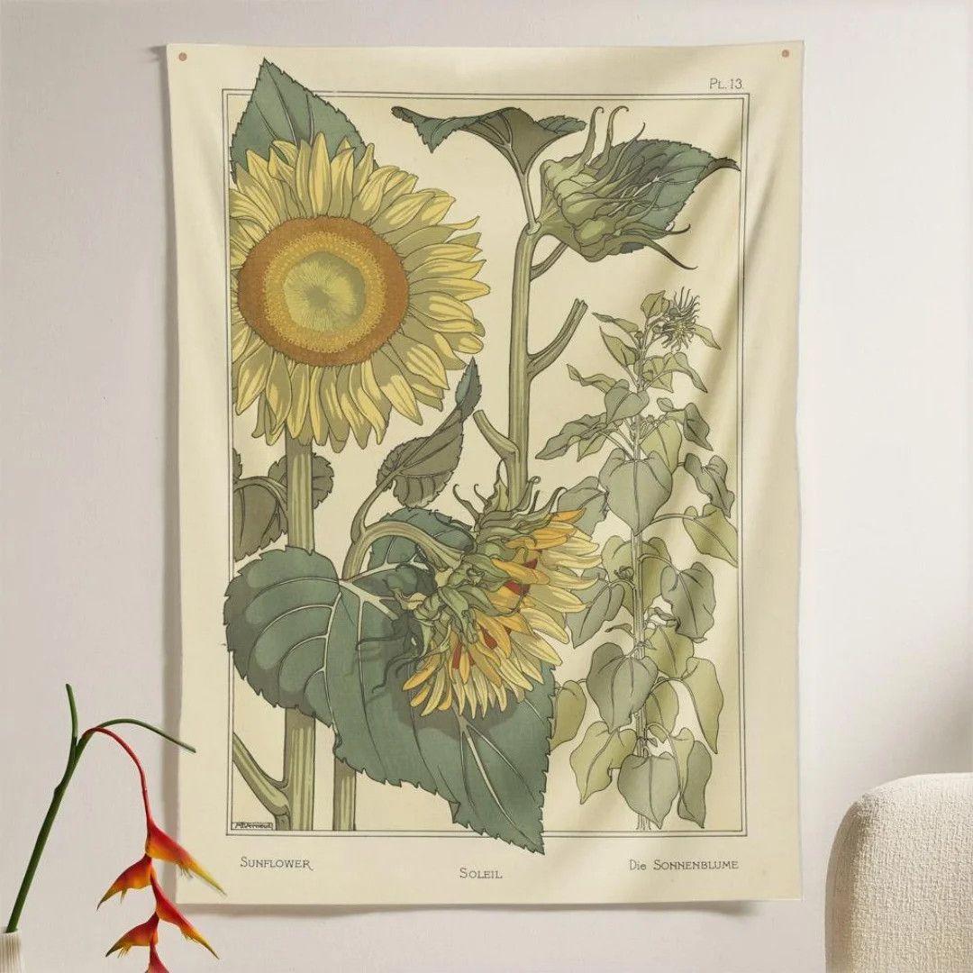Ein lebendiger und interessanter Blumen-Wandteppich, botanischer ästhetischer Wandteppich, geeignet für viele Gelegenheiten, Heimdekoration