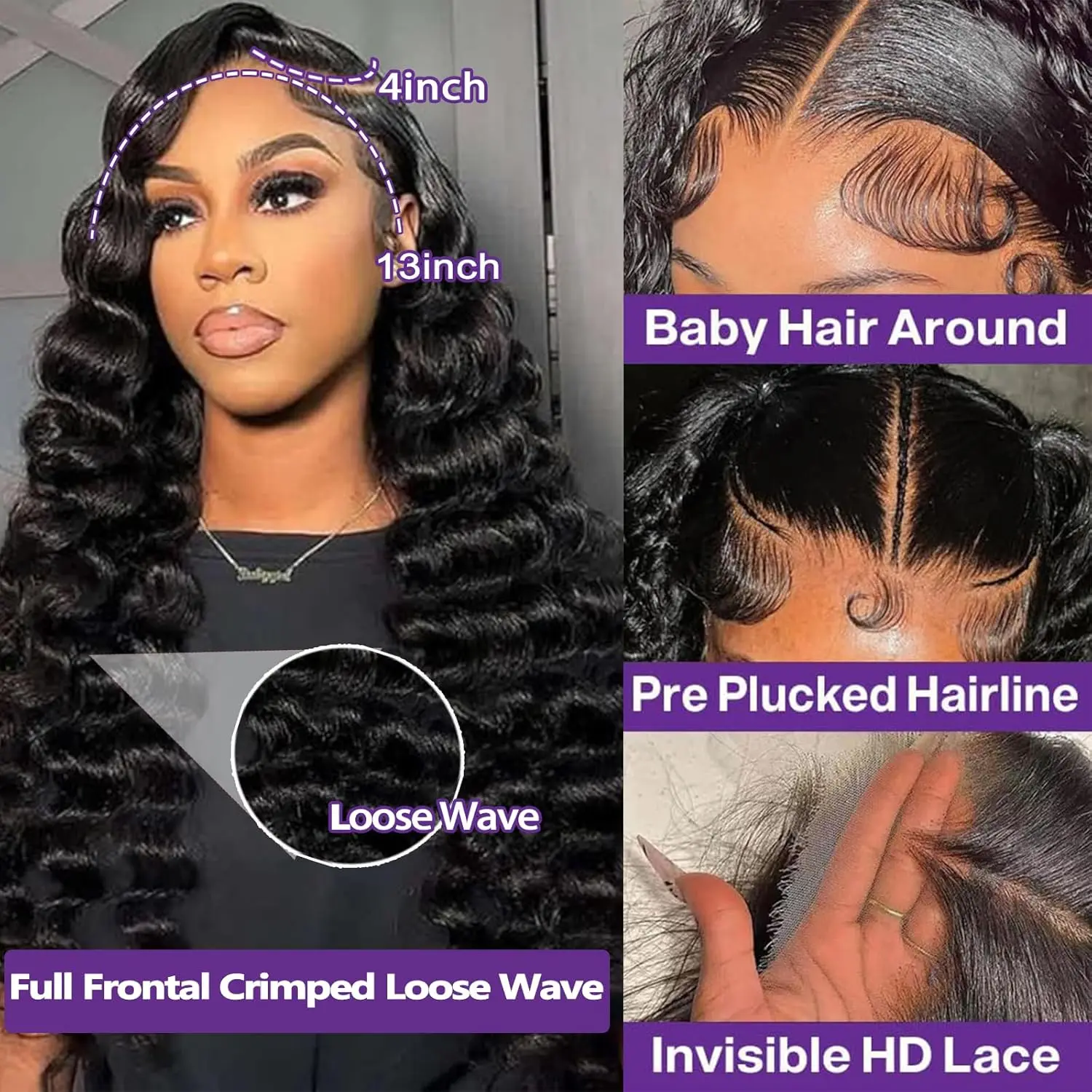 230% Loose Deep Wave Wig 13X6 Lace Frontal Human Hair Wigs Deep Curly 13x4 Transparent Lace Frontal Wigs For Women image 2