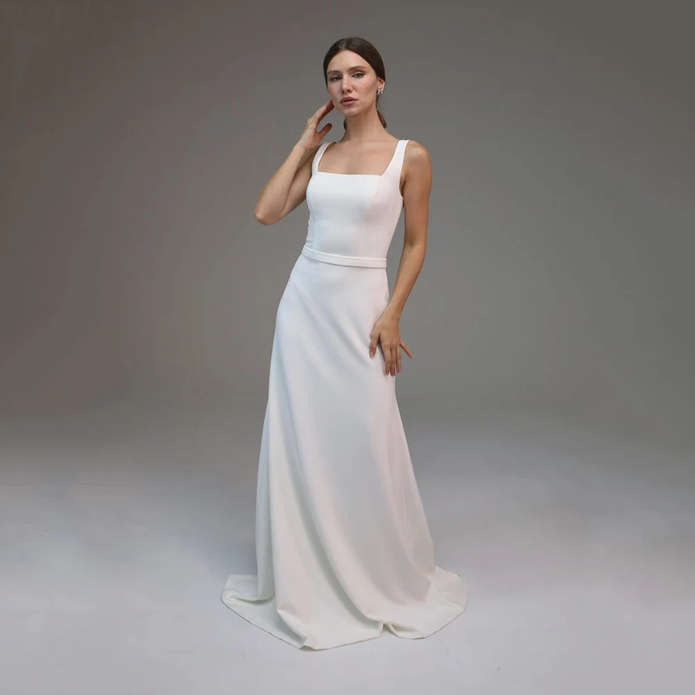 

Simple Wedding Dresses 2026 Square Neck Minimalis Mermaid Bridal Dress Long Train Modern Women's Bridal Gown Customized