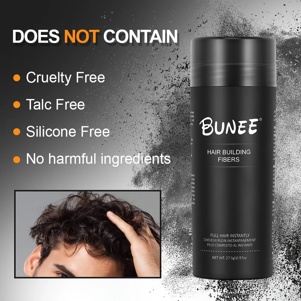 BUNEE 모발 섬유 27.5g: 대머리 부위용 천연 모발 농축 섬유, 부분 라인 채우기, 27.5g 섬유 분말 포함