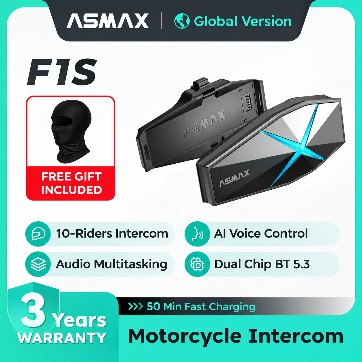 Model Kit F1 - ASMAX F1S Motorcycle Bluetooth Intercom for