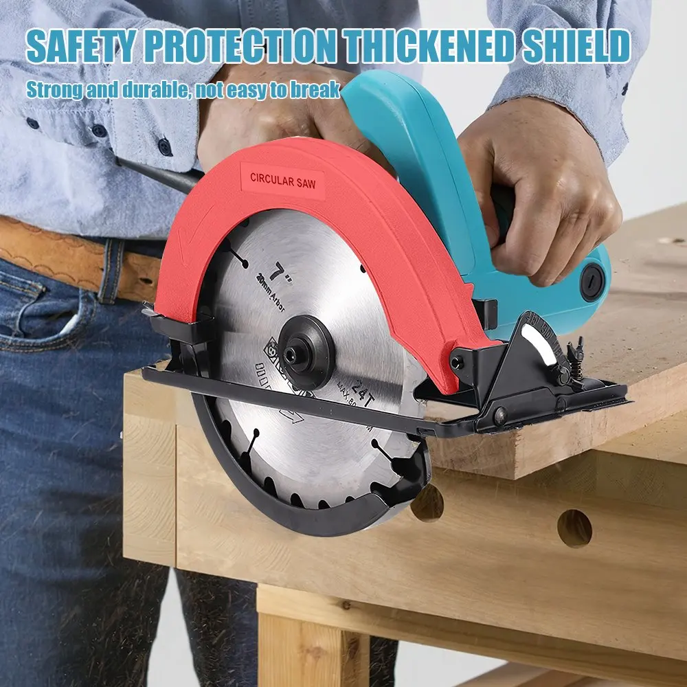 OWJHE 7 بوصة 1500 واط منشار دائري كهربائي 0-45 ° أداة قطع منشار كهربائي لحديقة النجارة قابلة للتعديل 220 فولت #6