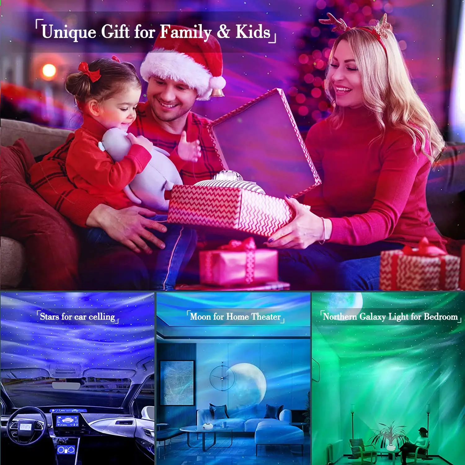 Galaxy Projector Northern Aurora Night Light With Bluetooth Speaker White Noise Timer for Bedroom Home Decor Party Home Theater