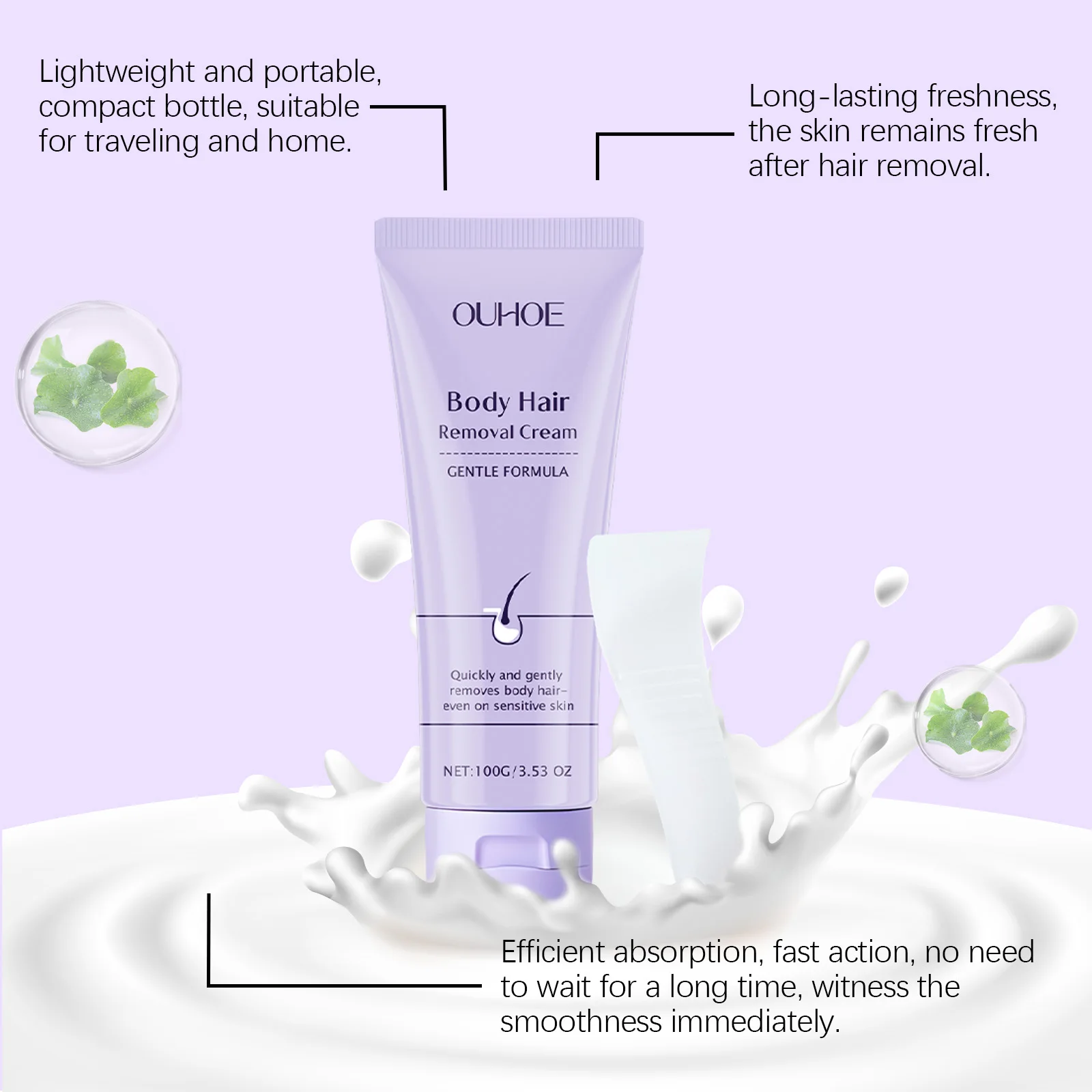 Ouhoe كريم إزالة شعر الجسم ترطيب لا ضيق الإغاثة الانزعاج تحسين نسيج الجلد تنعيم المسام تقلص مزيل الشعر