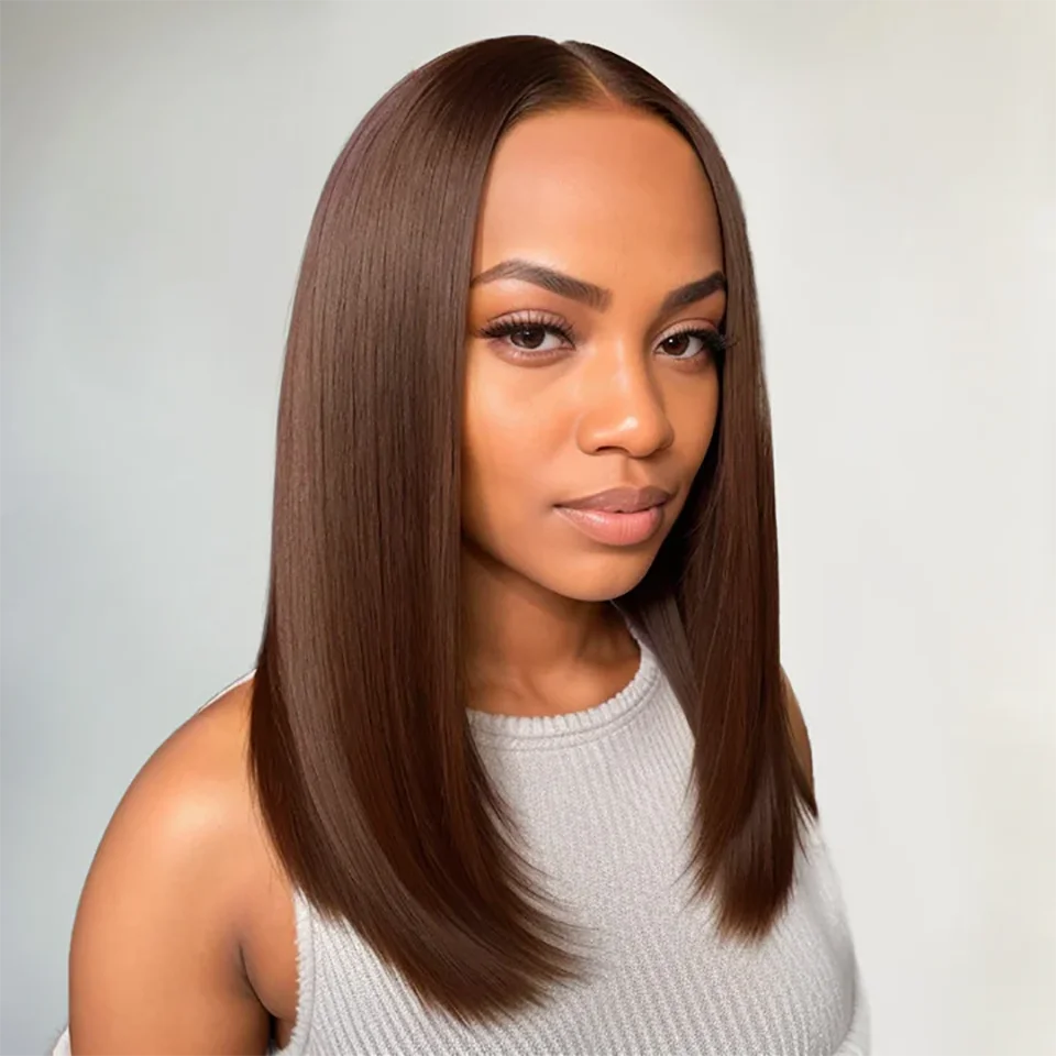 

Chocolate Brown Straight 13x5 HD Lace Front Human Hair Wigs For Women Transparent Lace Frontal Wig 4x4 Bob Wig Lace Closure Wig