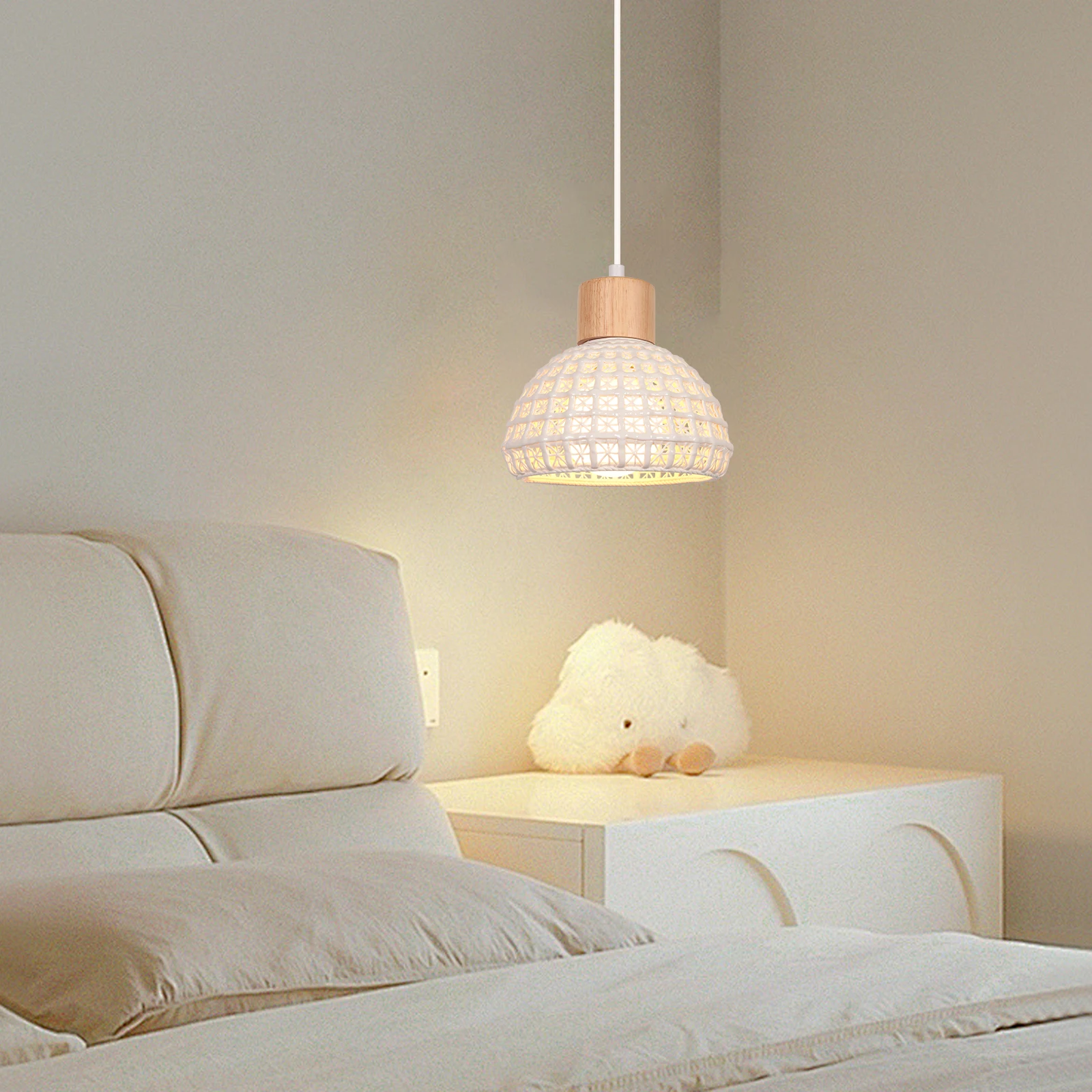 

Creative Pendant Light for Bedroom Headboard Ceramic Decorative Ceiling Lamp Suitable for Small Hanging Lamps on Family Balconie
