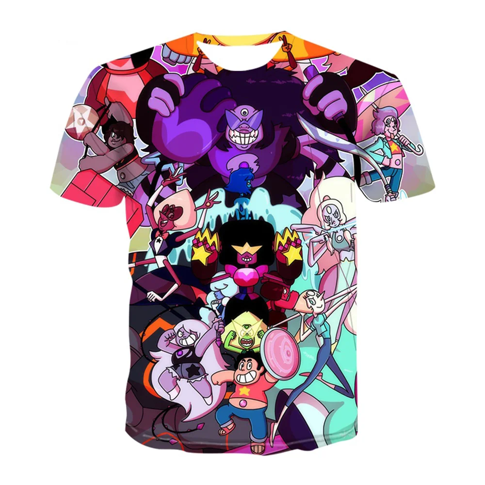 Childrens new summer 3D printed anime Tshirts men women birthday gifts cartoon sports T-shirts Steven Universe anime clothing