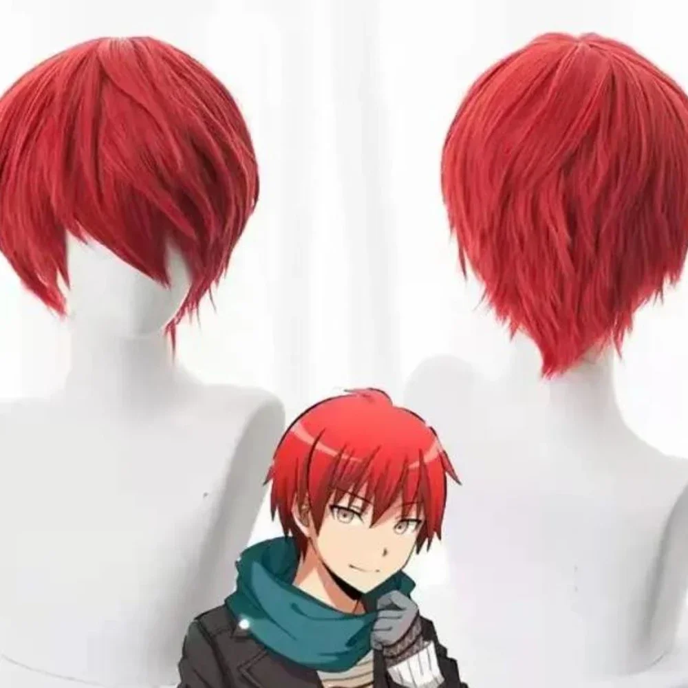Assassinat classe Karma Akabane / Akashi Seijuro / Sasori courte flamme rouge Cosplay perruque Costume fibre haute température