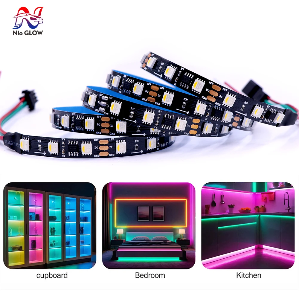 شريط إضاءة Led WS2814 DC12V 24V 4 in1 RGBWW RGBCW مماثل SK6812 RGBW بكسل قابل للعنونة WS2811 5050 3Pin LED ضوء IP30 RGBW