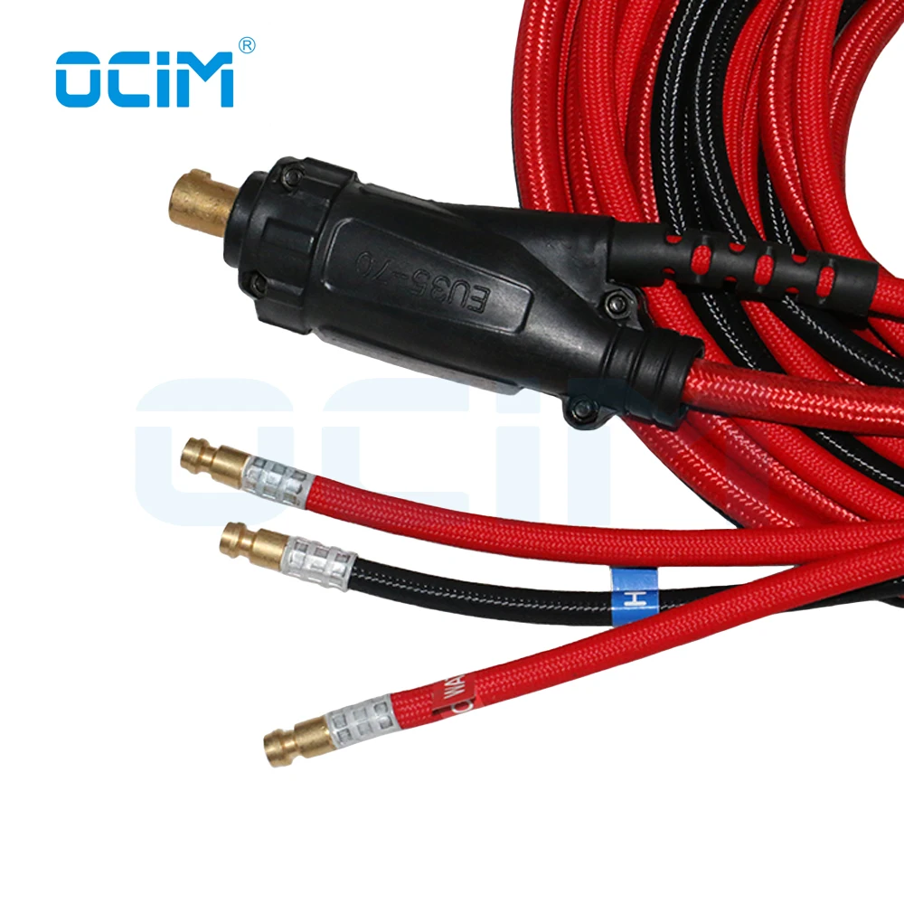 Imagem -05 - Cabo Vermelho Tig Torch Conector Euro Conector Rápido de Porca de Gás de Água 4m Comprimento 35 a 70 Nr18