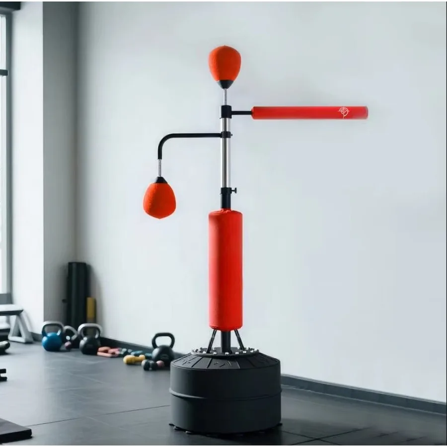 

4-in-1 Boxing Punching Bag, Freestanding with 2 Speed Bals, 360° Reflex Bar, 160-230cm Adjustable Height, Red