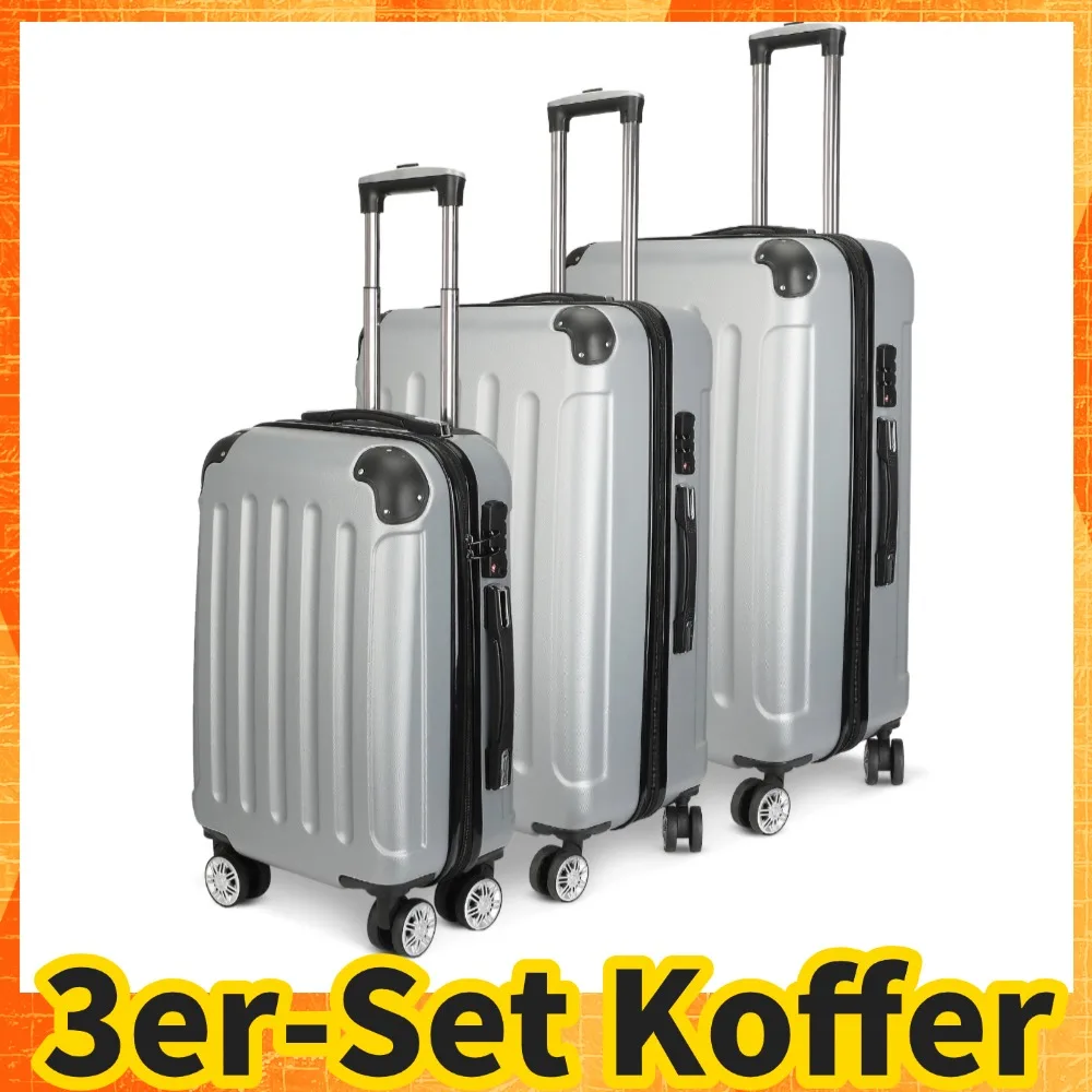 Set of 3 Suitcases, Expandable ABS Hardside Suitcase Set, Durable Luggage Sets with 4 Quiet Wheels 28-24-20 in,Grey