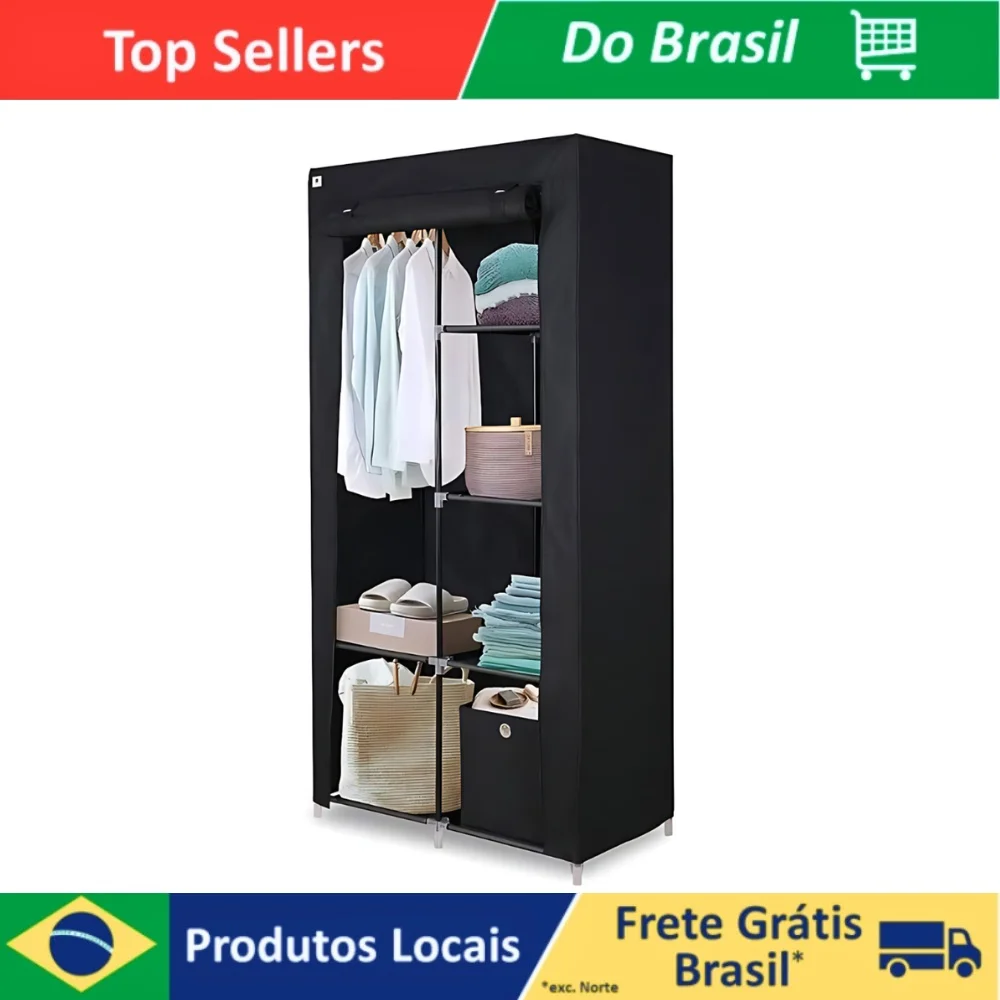 Guarda Roupa Organizador Armário Multiuso Compacto Arara Portatil Cabideiro Dobrável