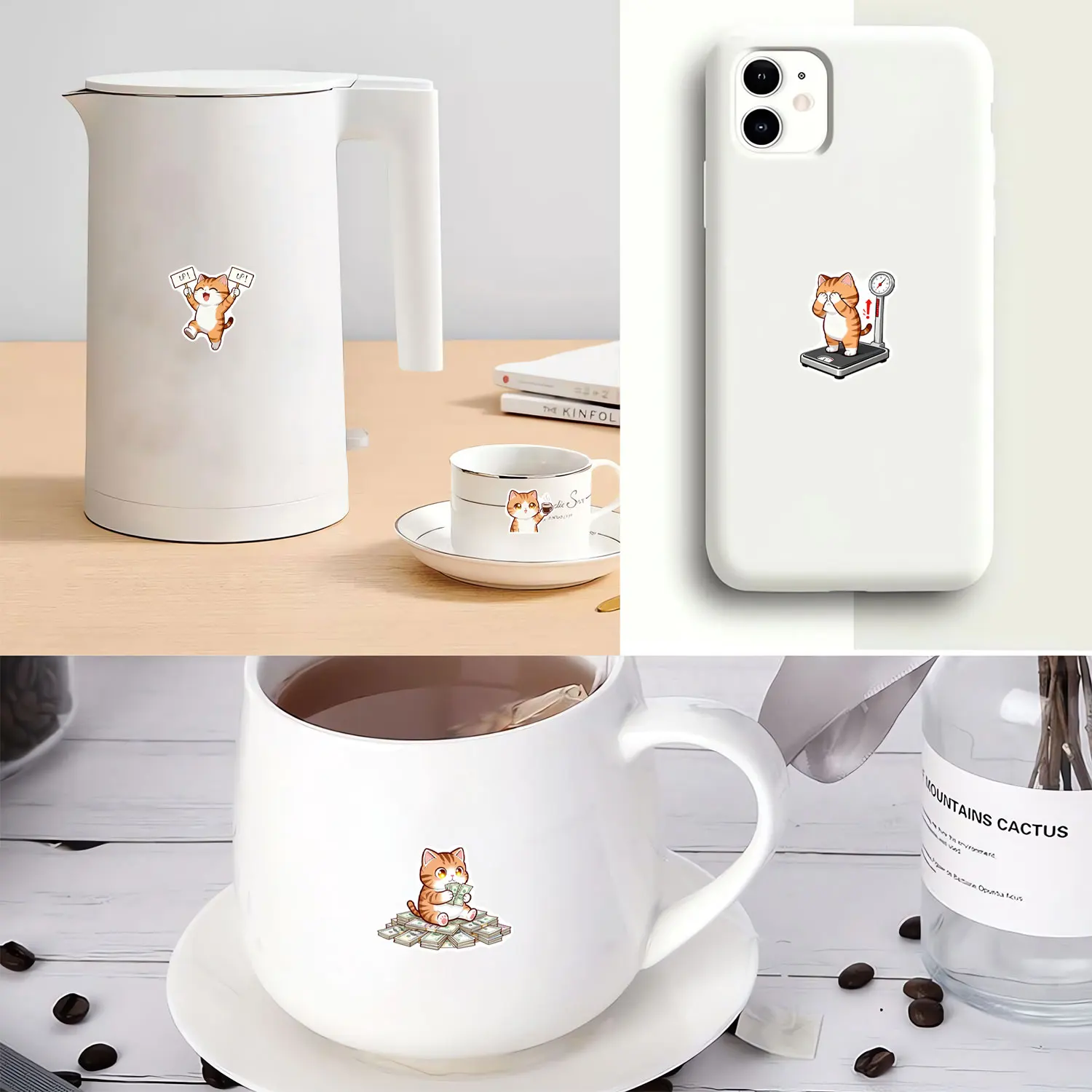 1 لفة (500 قطعة) الكرتون العمل القطط غير النظامية ملصق 2.5 سنتيمتر/1.0 ''10 تصاميم الشارات الفن تزين ختم تسميات تغليف الهدايا