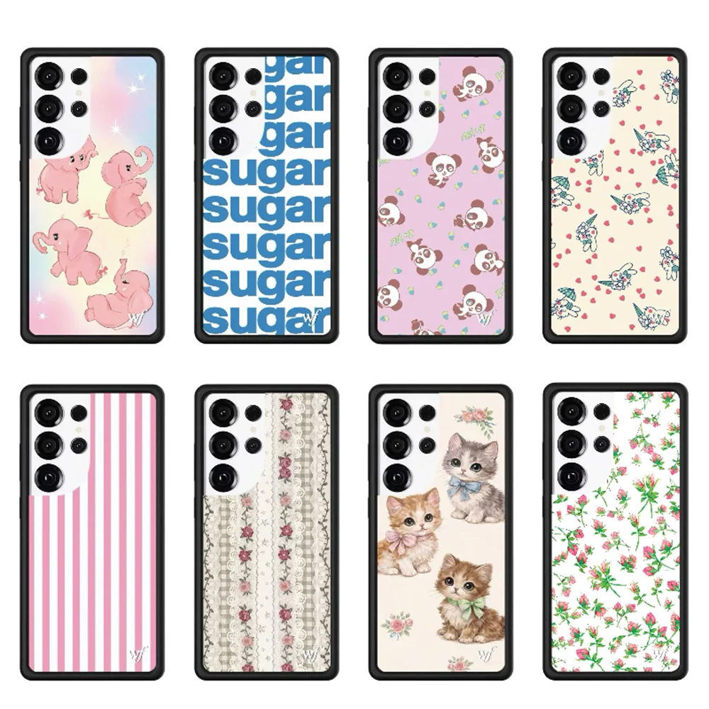 New Wildflower Pony Kitten Phone Case For Samsung Galaxy S25 Ultra S24 S23 Ultra Cover Cute Cherry 3D WF Rabbit Cartoon Cover