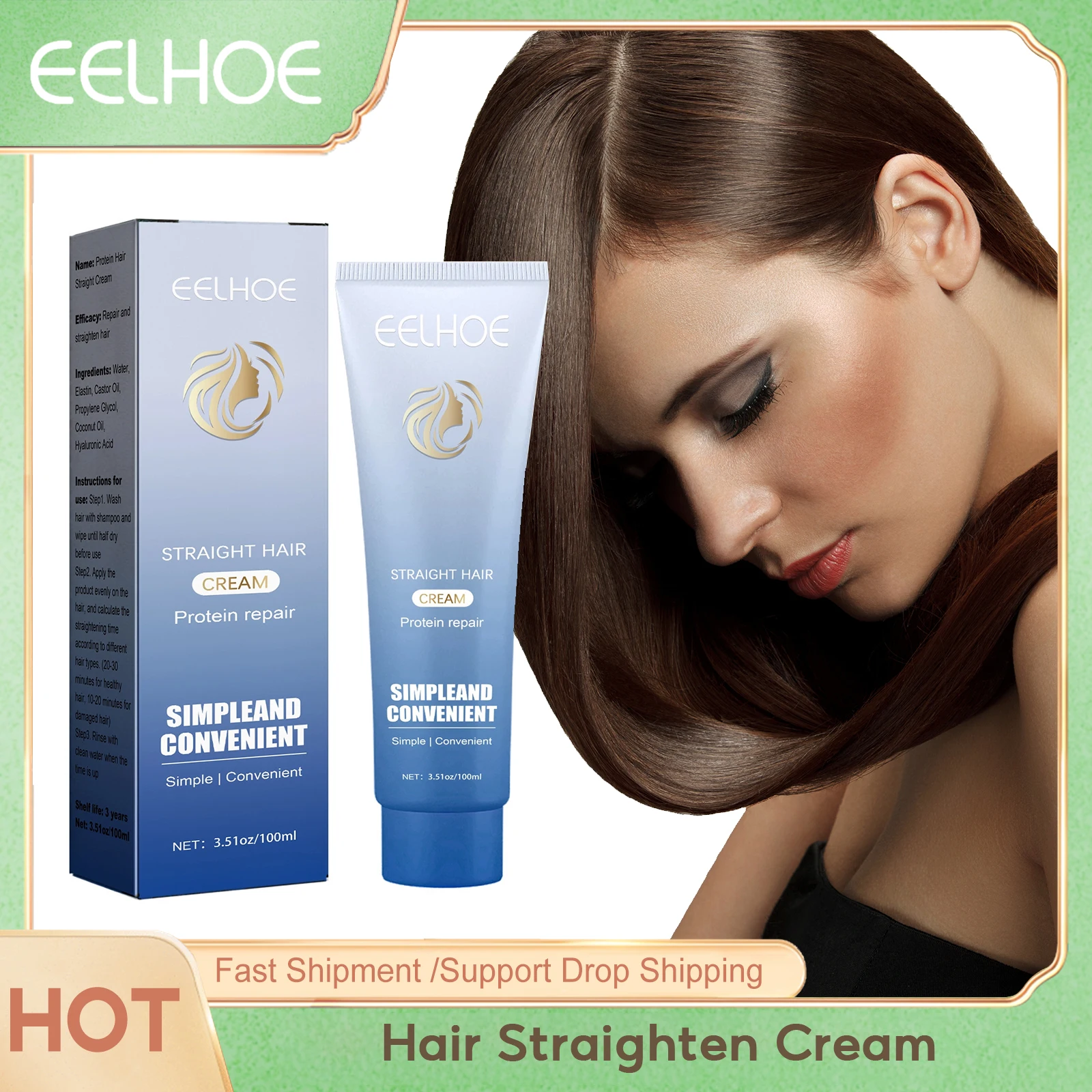 

EELHOE Hair Smooth Cream Anti Frizz Hydrating Hair Conditioner Keratin Straightening Cream Repair Damaged Hair Nourishing Cream