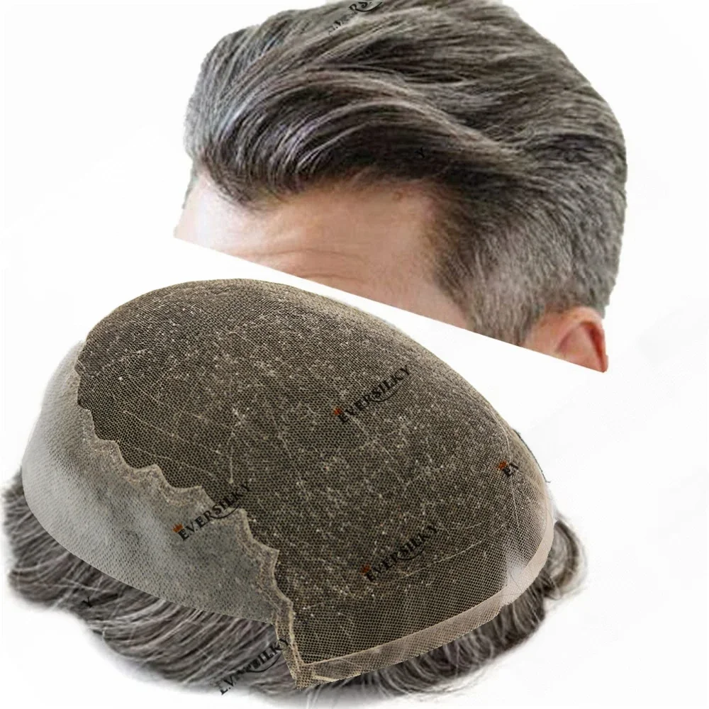 Lace Front Q6 Ademend Bleekmiddel Knopen Natuurlijke Haarlijn Menselijk Haar Heren Toupetje Prothese Mannen Pruik Capillaire Haaruitval Oplossing - afbeelding 2