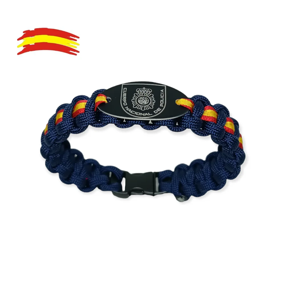 Men's paracord bracelet, blue constitutional flag, CNP encayed plate.