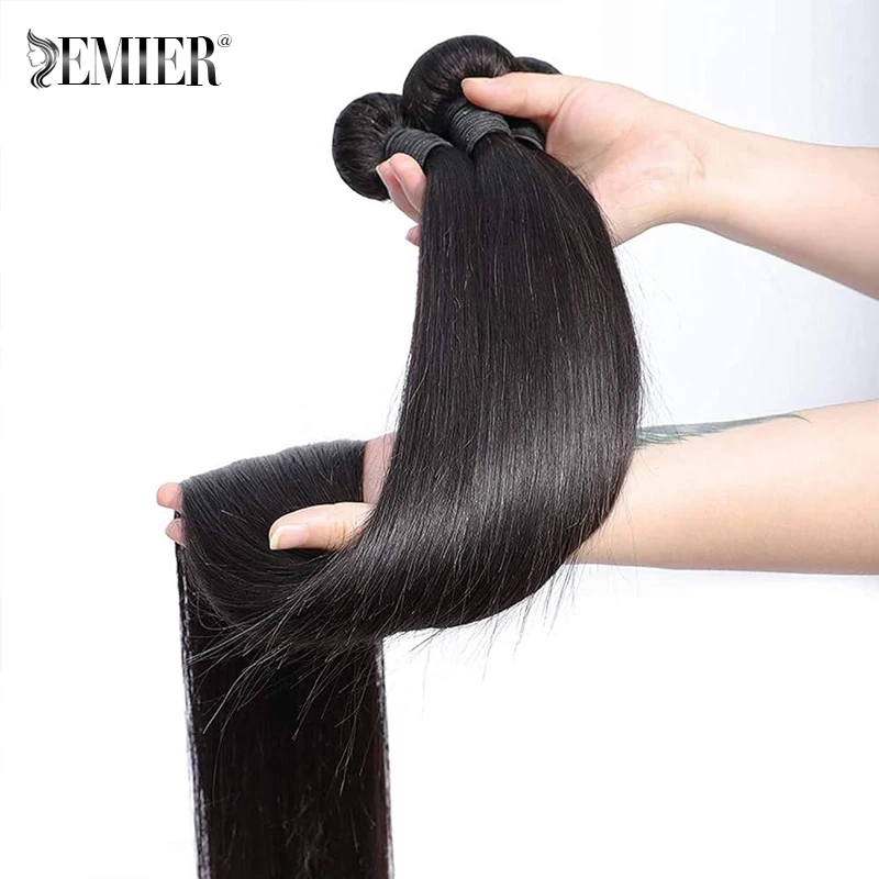 Straight Human Hair Bundles 28 30 Inches Remy Hair Bundles Thick Bundles For Women Natural Black Brazilian Hair Weave Bundles