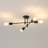 Vintage Black Ceiling Light, E27 Retro Interior Pendant , Modern Chandelier for Living Room, Bedroom, Dining Room, Kitchen [No B