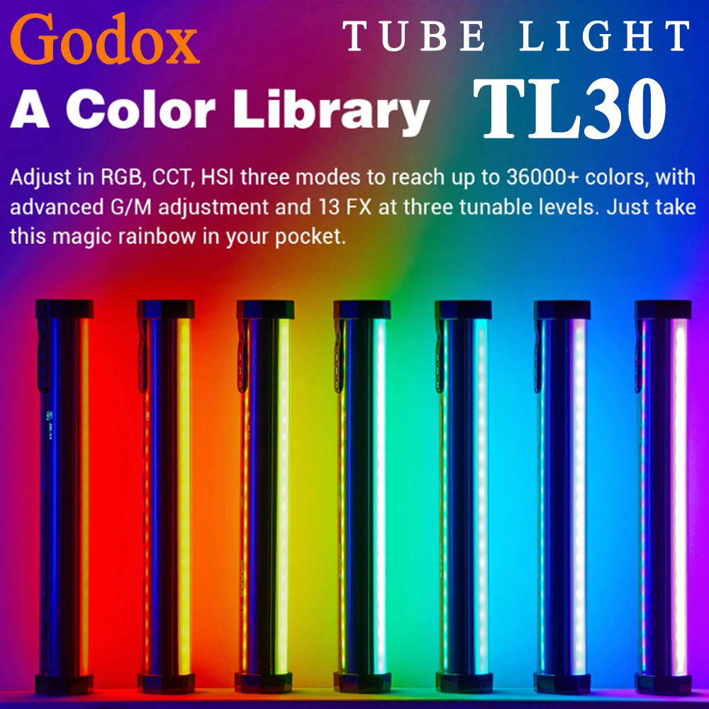 

Godox TL30 Tube Light RGB Color Handheld Light Stick Photography Video Fill Light with APP Remote Control for YouTube Tiktok