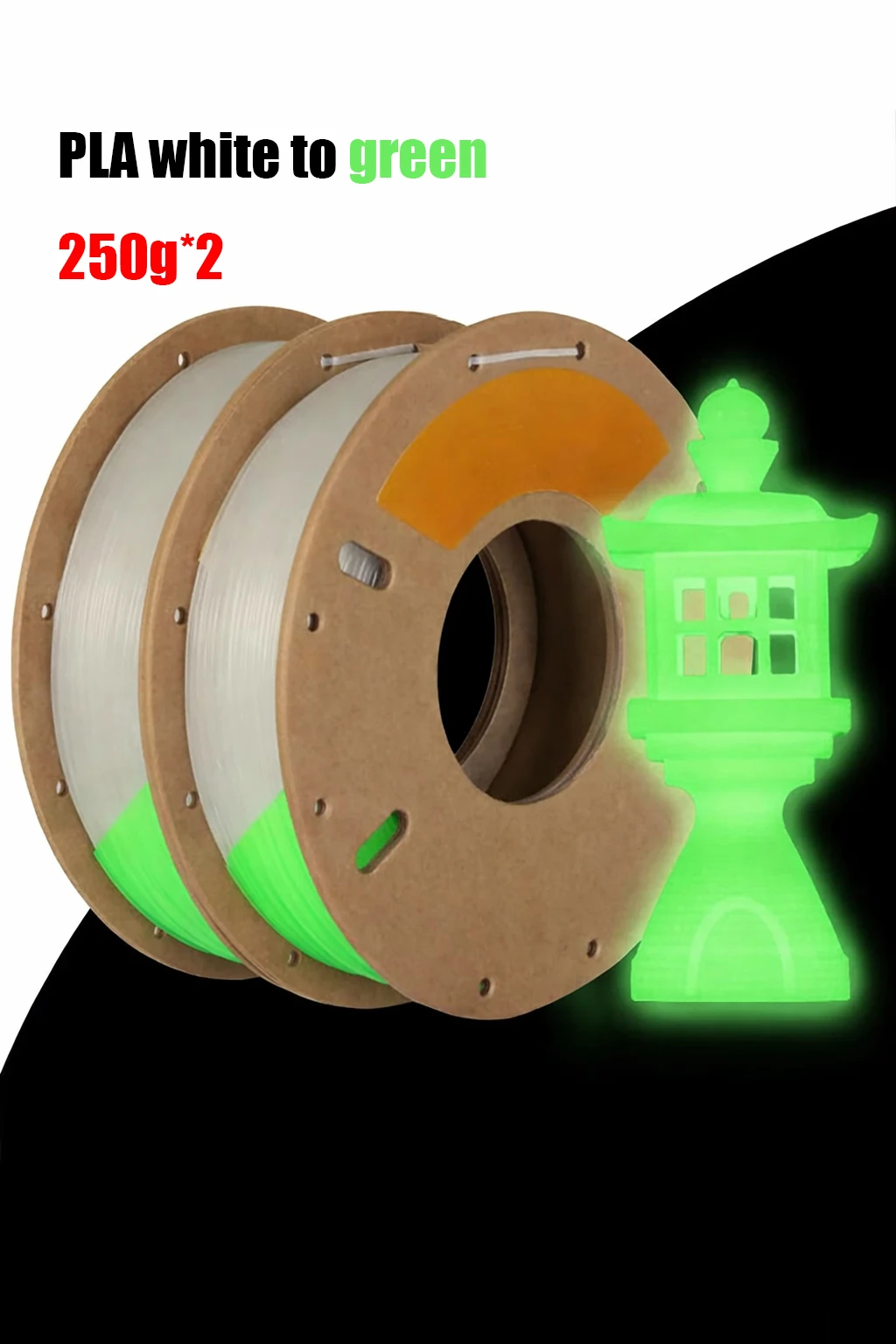 

3D PLA Glow green in The Dark Filament 1.75mm 500g, 3D Printing Luminous Filament 1.75mm Dimensional Accuracy +/- 0.02 mm