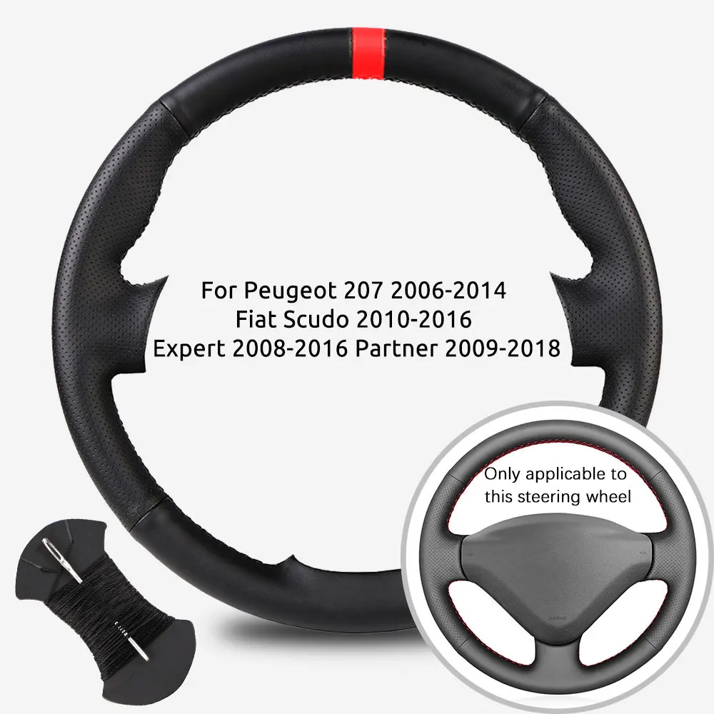 Customized Car Steering Wheel Braiding Cover For Peugeot 207 2006-2014 Fiat Scudo 2010-2016 Expert 2008-2016 Partner 2009-2018