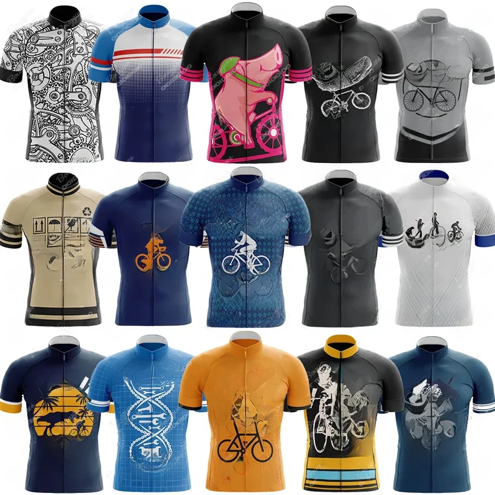 AliExpress Bouygues 15 New Styles Summer Cycling Jersey For Men Short Sleeve Reflective MTB Maillot Downhill Pro Team Mountain Bicycle Clothing