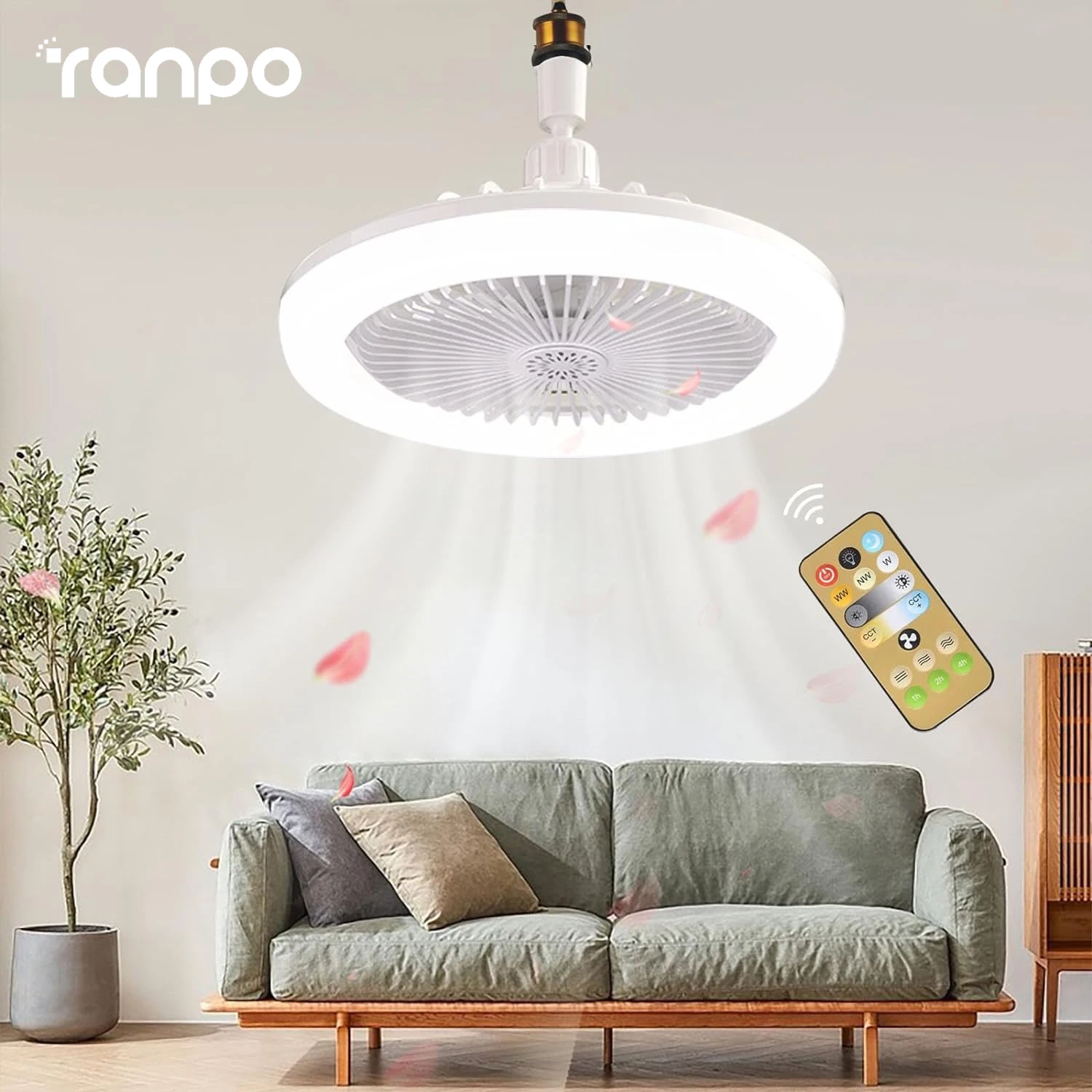 

E27 Ceiling Fan Lights With Remote Mini 10in Dimmable 3 Speeds Mode 3 Light Color Summer Gift for Kids Room Kitchen Bedroom