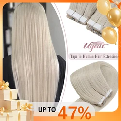 Ugeat Tape in Hair Extensions Human Hair Real Natural Brazilian Remy Hair Straight Seamless Skin Weft For Women Balayage 20P/40P