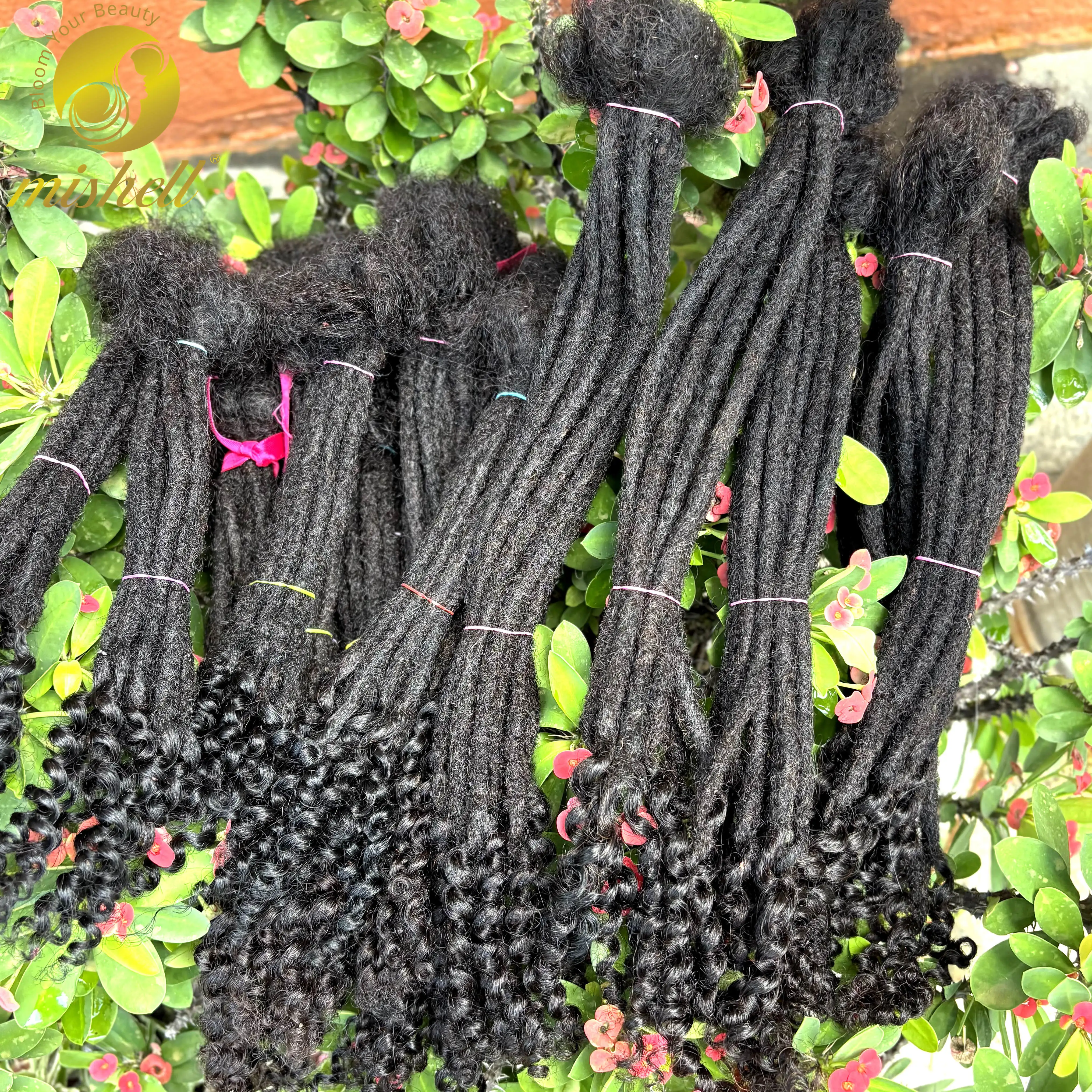 8-14inch Natural Loc Extension Human Hair with Curly Ends 100% Human Hair Handmade Inter Dreadlock Extension for Men Women Kids