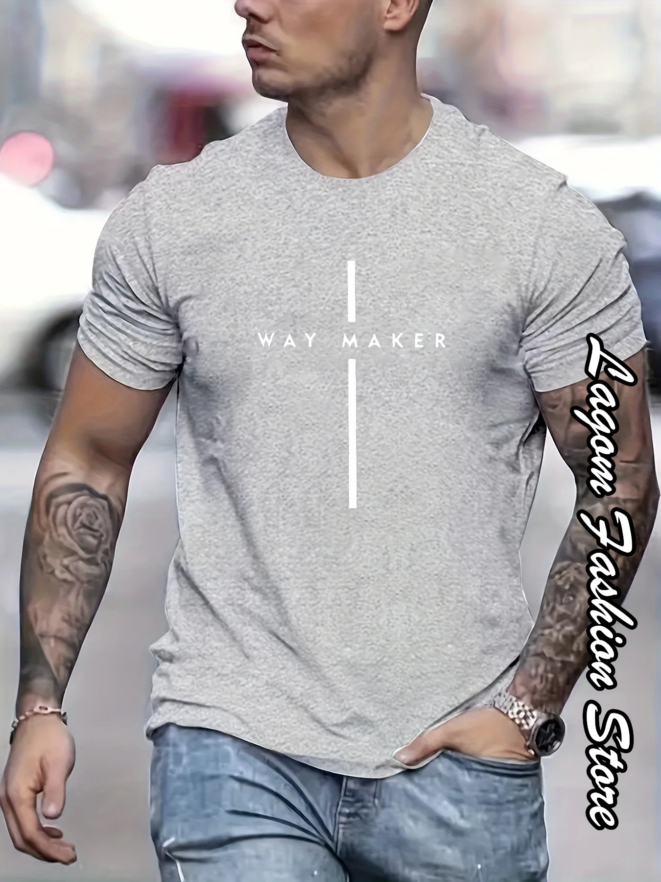 Summer Men Fashion Trend Cotton T-Shirt Way Maker Letter Print Tops Tees Male Vintage Short Sleeve Clothing Casual Streetwear