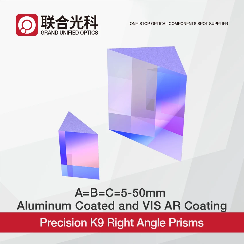 

High Precision K9 Optical Glass Right Angle Prism With Aluminum Coated and VIS AR Coating